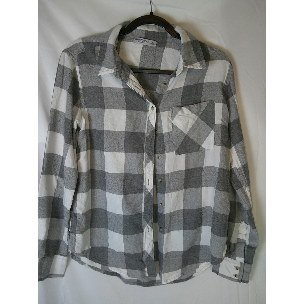 Arizona Jean Co Womens Buffalo Plaid‎ Flannel Long Sleeve Shirt Size Small